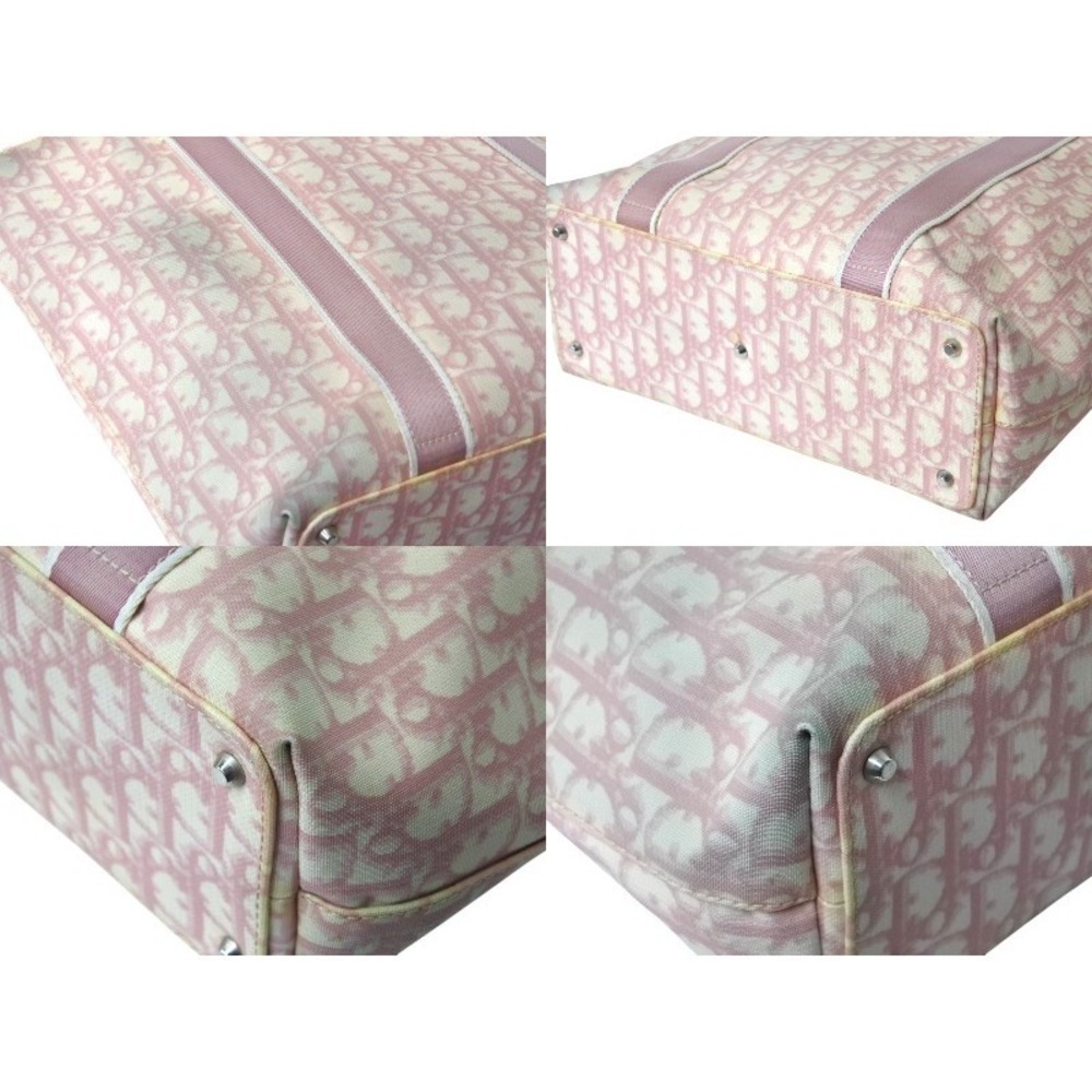 Dior White Canvas Pink Handbag Trotter Christian - Picture 5 of 8